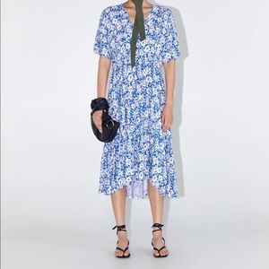 Zara blue and white floral midi dress